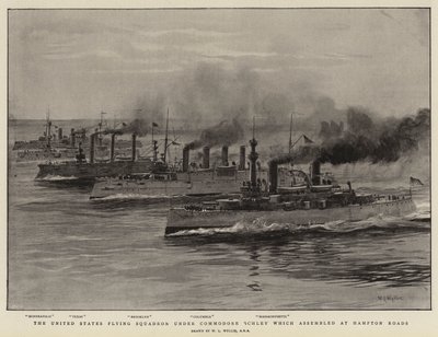Az Egyesült Államok a Commodore Schley vezette osztagot, amely a Hampton Roads-on gyülekezett alkotó: William Lionel Wyllie