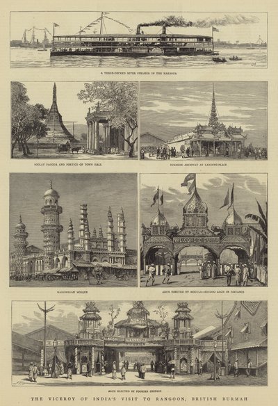 India alkirályának látogatása Rangoonban, Brit Burmahban alkotó: William Lionel Wyllie