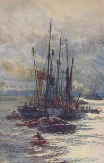 Szén kirakodása a bárkákba, 1910 alkotó: William Lionel Wyllie