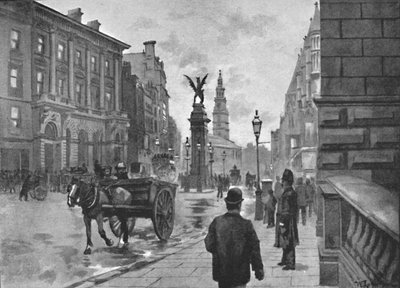 Fleet Street, a Temple Bar Memorial és a Childs Bank látható, 1891 alkotó: William Luker