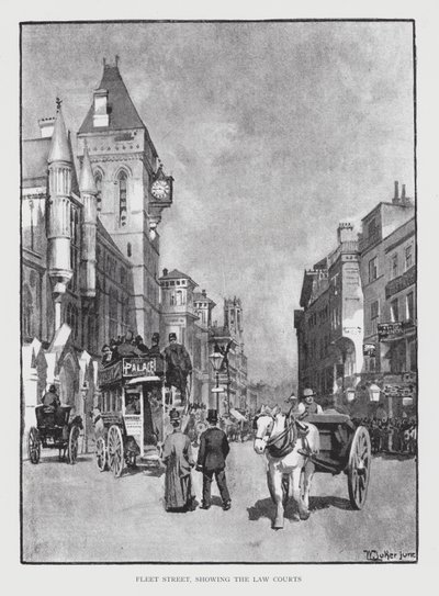 Fleet Street, a Törvényszékekkel (litho) alkotó: William Luker
