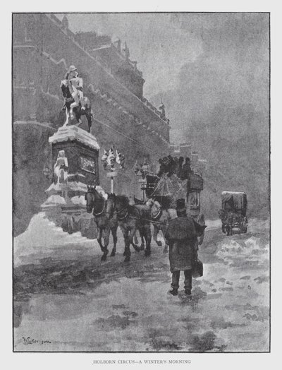 Holborn cirkusz, egy téli reggel (litho) alkotó: William Luker