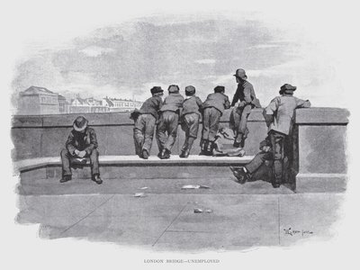 London Bridge, munkanélküli (litho) alkotó: William Luker