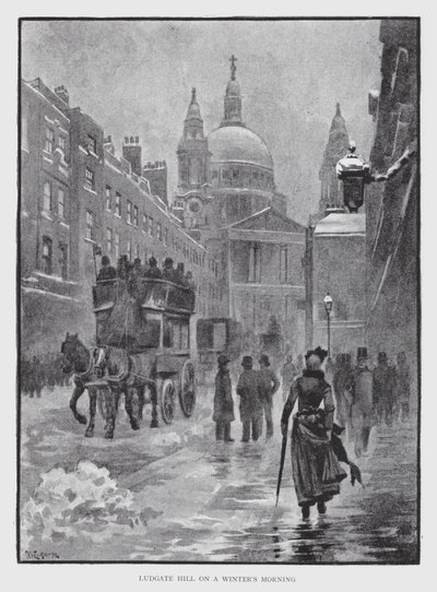 Ludgate Hill egy téli reggelen (litho) alkotó: William Luker