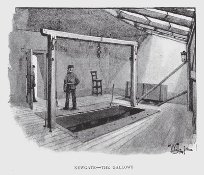 Newgate, az Akasztófa (litho) alkotó: William Luker