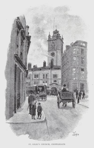 St Giles templom, Cripplegate (litho) alkotó: William Luker