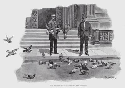The Record Office, Feeding the galambs (litho) alkotó: William Luker