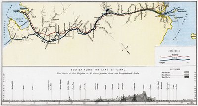 A Panama-csatorna terve, 19. század vége. alkotó: William Mackenzie