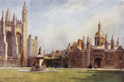 A Kings College kápolnája és a bejárati udvar a Fellows épületéből alkotó: William Matthison