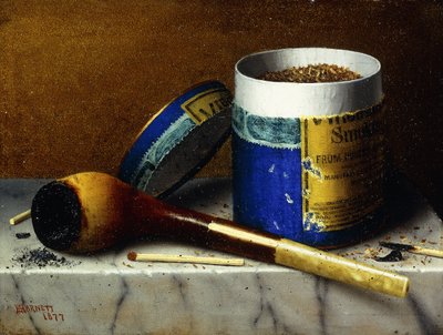 Dohány és pipa, 1877 alkotó: William Michael Harnett