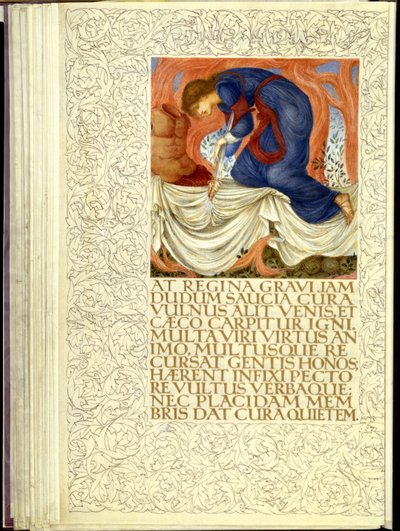 Dido megszúrta magát, Vergilius „Aeneis” című könyvének IV. alkotó: William Morris
