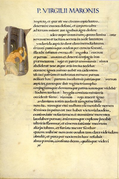 Helén a Vesta templomban bujkál, 50. oldal Vergilius „Aeneis” című művéből alkotó: William Morris