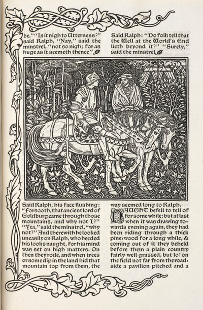 Illusztráció a "kút a világ végén" című történethez. Illusztráció és tervezés: William Morris. alkotó: William Morris