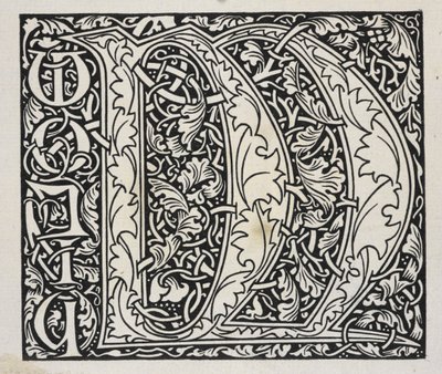 Iniciálé, fekete-fehér. alkotó: William Morris