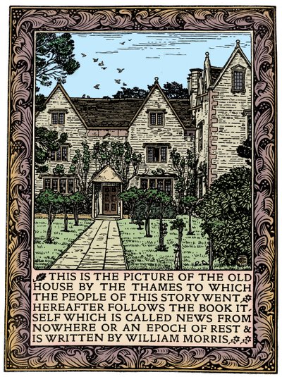 Kelmscott Manor, Gloucestershire, a News from Nowhere előlapja, c1892 1901 alkotó: William Morris