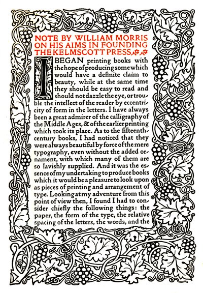 Kelmscott Press: Aranybetűvel nyomtatott oldal, 1895 körül, 1914 alkotó: William Morris