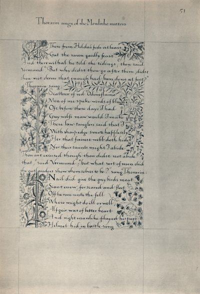 Oldal az Eyr lakóinak történetéből, 1871. alkotó: William Morris