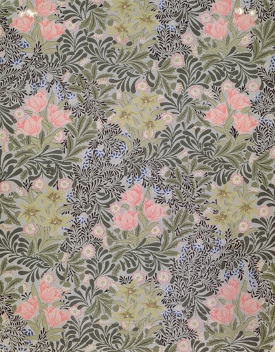 Tapéta design tulipánokkal, százszorszépekkel és loncsal (tapéta) alkotó: William Morris