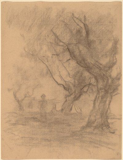 Nő áll két fa alatt alkotó: William Morris Hunt