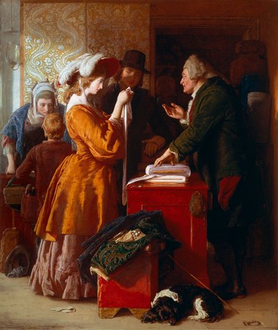 "" Az esküvői ruha kiválasztása "" Részlet. William Mulready (1786-1863) festménye. 1845. London. Victoria és Albert Múzeum. alkotó: William Mulready
