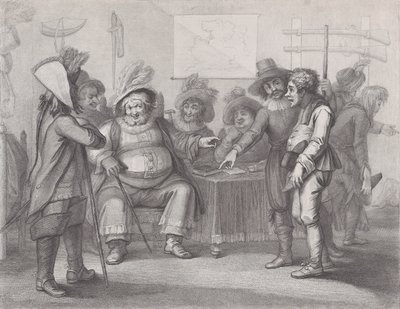 Falstaff a Justice Shallow-nál az újoncok összegyűjtése Shakespeare, Henry IV, ... rész, 1792. június 1. alkotó: William Nelson Gardiner
