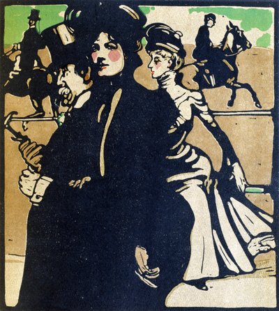 Egy nap a versenyeken, illusztráció a „London Types”-ből, kiadó: William Heinemann alkotó: William Nicholson