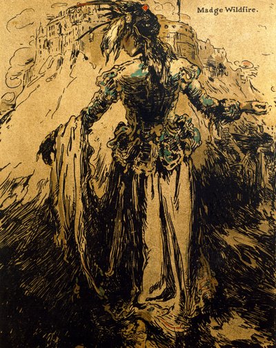 Madge Wildfire, illusztráció a „Characters of Romance”-ből, először 1900-ban jelent meg (színes litó) alkotó: William Nicholson