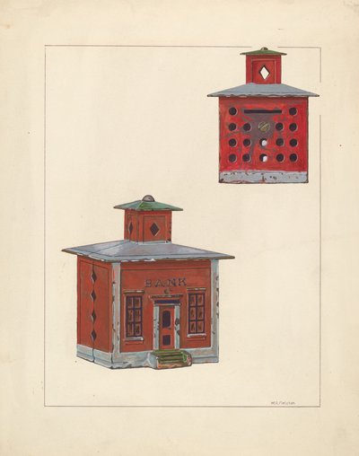 Red School House Bank, c. 1937. alkotó: William O. Fletcher