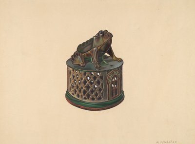 Játékbank: Béka, c. 1938. alkotó: William O. Fletcher