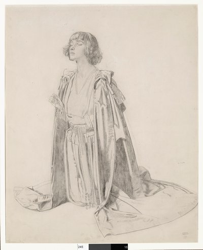 Térdelő nőalak – tanulmány a „Szent kúthoz”, 1914-1515 alkotó: William Orpen
