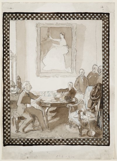 Tanulmány a „Homage to Manet” című olajfestményhez, 1906 körül (akvarell, tus, kréta és ceruza papíron) (lásd még: 63015) alkotó: William Orpen
