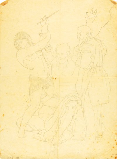 Mózes, Áron és Húr a Hóreb-hegyen (ruhás tanulmány) alkotó: William Page