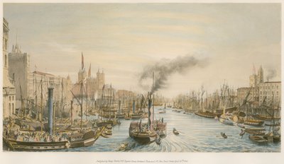 A medence, a London Bridge felől, reggel alkotó: William Parrott