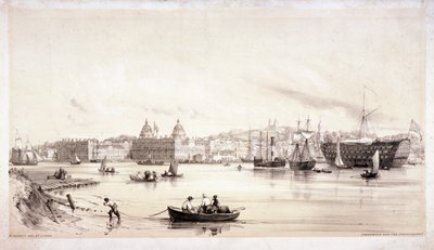 Kilátás Greenwichre a Temze túloldalán, London, 1841. alkotó: William Parrott