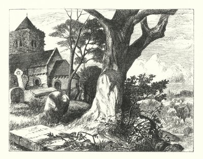 A falu templomkertje (metszet) alkotó: William Paton Burton