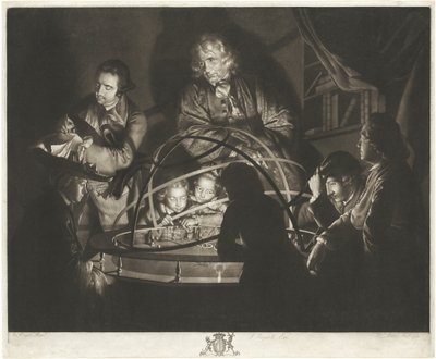 Egy filozófus előadást tart az Orreryről alkotó: William Pether after Joseph Wright