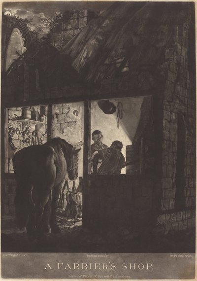 A patkolókovács boltja alkotó: William Pether after Joseph Wright of Derby