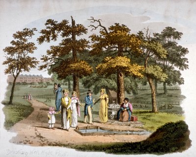 Kilátás egy ivókútra, Hyde Park, Westminster, London, 1812 alkotó: William Pickett