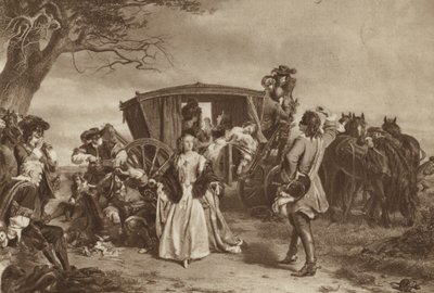 Claude Duval francia autópálya-felelős tartotta a családot (litho) alkotó: William Powell (after) Frith