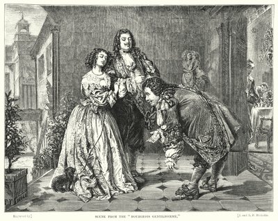 Jelenet a Bourgeois Gentilhomme-ból (metszet) alkotó: William Powell (after) Frith