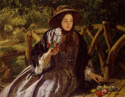 Kerti virágok posztot készítve, 1855-1856. alkotó: William Powell Frith