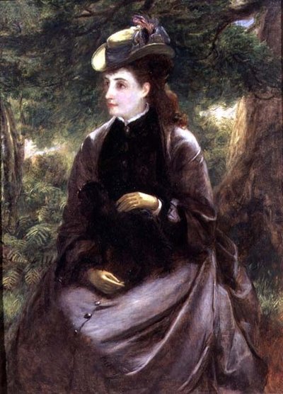 Egy hölgy portréja, aki kutyájával pihen alkotó: William Powell Frith