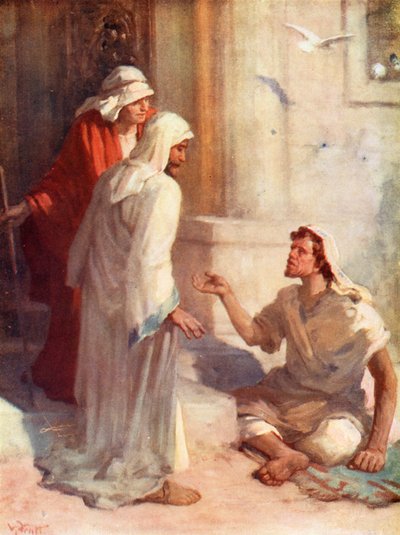 A gyönyörű kapunál, Cselekedetek iii, 2 (színes litográfia) alkotó: William Pratt