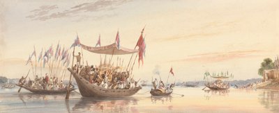 Isherah – Doorga képének vízi felvonulása a naplemente előtti elmerülése előtt alkotó: William Prinsep