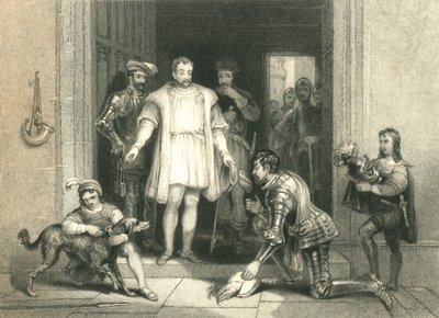 "Bolingbroke hamis hódolata II. Richárdnak, a Flint kastélyban", 1836 alkotó: William Radclyffe