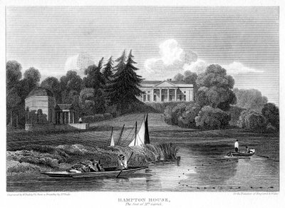 Hampton House, Mr Garrick székhelye, Hampton, Richmond upon Thames, London, 1815. alkotó: William Radclyffe