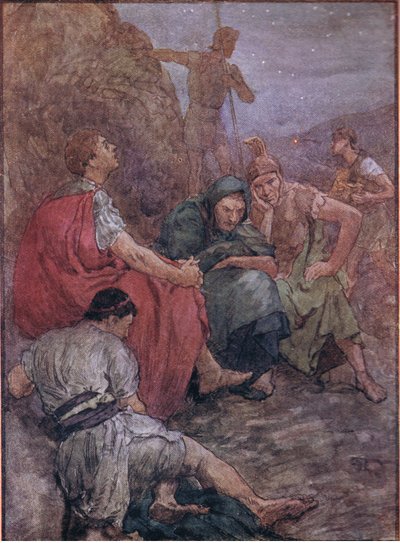 Brutus és társai a filippi csata után, a Plutarch Lives-ból, amelyet a T C & E C Jack Ltd adott ki alkotó: William Rainey