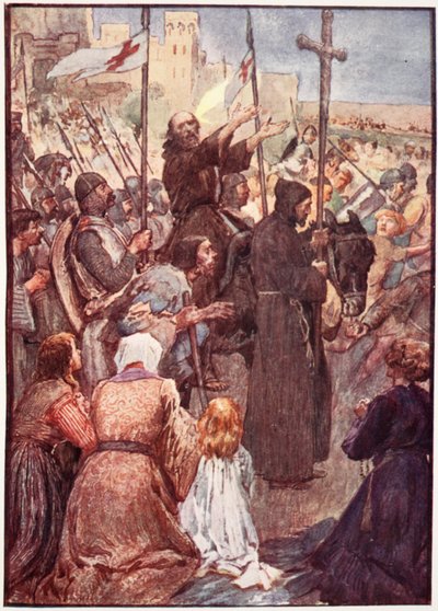 "Gyakran látni lehetett szamáron lovagolni", tányér a "The Story of France"-ból, Mary MacGregor, 1920 (színes litó) alkotó: William Rainey