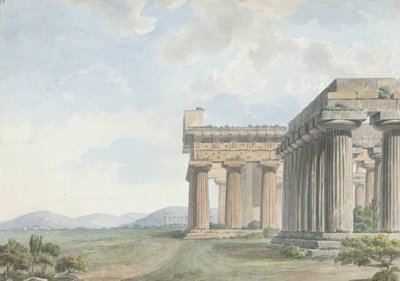 Kilátás a Levantban: Templomromok Paestumban, 1785 körül (wc tollal és tintával, grafittal, papíron) alkotó: William Reveley
