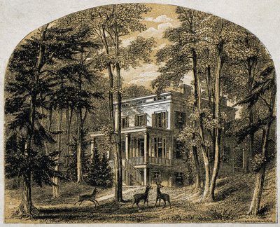 James John Audubon otthona "Minniesland", pub. C 1861 (fametszet) alkotó: William Rickarby Miller
